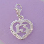 STERLING SILVER 14mm 13th BIRTHDAY CLIP ON CHARM - HR2891