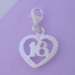 STERLING SILVER 14mm 16th BIRTHDAY CLIP ON CHARM - HR2892