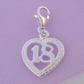 STERLING SILVER 14mm 18th BIRTHDAY CLIP ON CHARM - HR2893