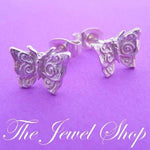 STERLING SILVER 10mm BUTTERFLY CHARM STUD EARRINGS