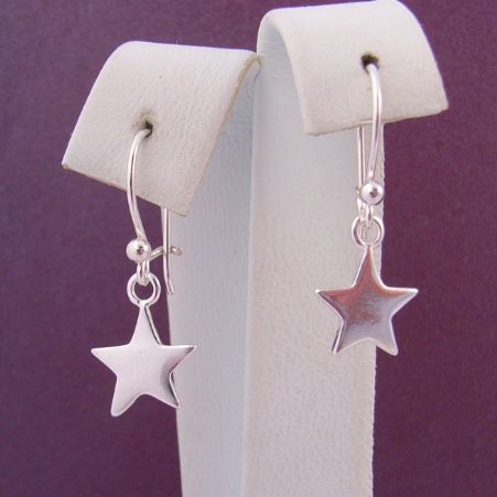 STERLING SILVER 9mm STAR CHARM BALL and SAFETY HOOK EARRINGS