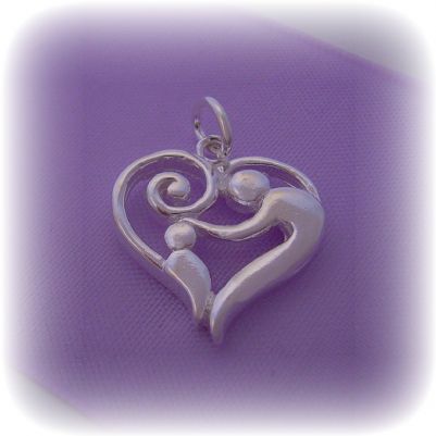 STERLING SILVER 16MM MOTHER BABY CHILD CHARM PENDANT