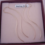 STERLING SILVER CURVY THREAD EARRINGS CHAIN DESIGN
