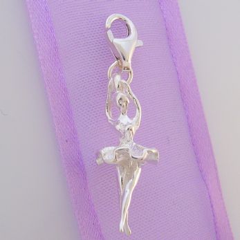 STERLING SILVER BALLERINA BALLET DANCER CLIP ON CHARM -HR1407