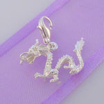 STERLING SILVER 18mm x 15mm DRAGON CLIP ON CHARM - HR305