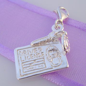 STERLING SILVER CAR KEYS DRIVER LICENSE CLIP ON CHARM -HRKB7