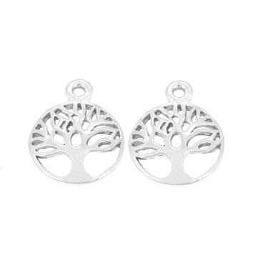STERLING SILVER 12mm TREE OF LIFE TWO CHARMS for SLEEPER EARRINGS