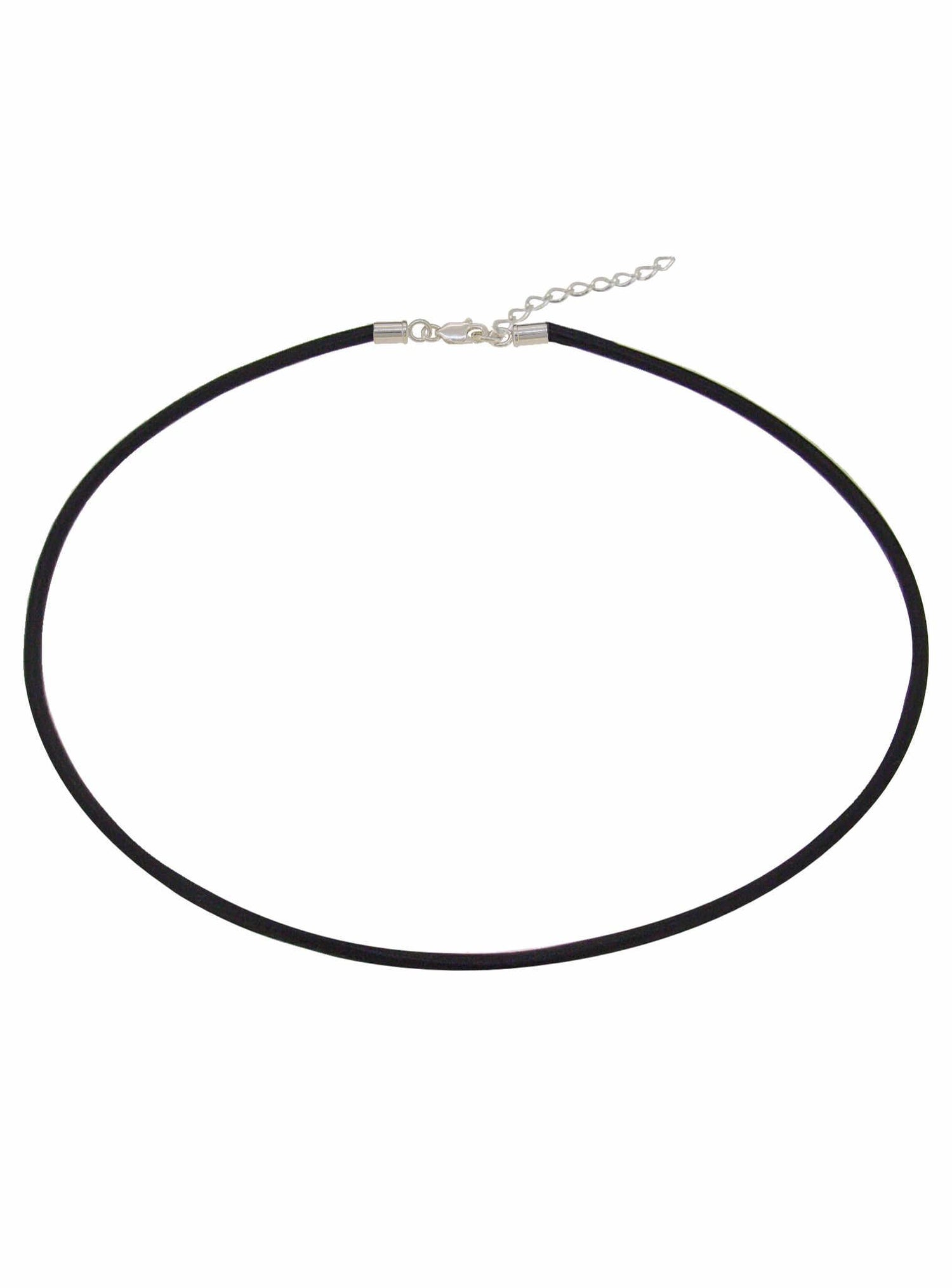 Unisex Sterling Silver 3mm Leather Necklace in Black
