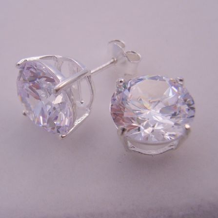STERLING SILVER 10mm MANMADE DIAMOND CZ CUBIC ZIRCONIA STUD EARRINGS