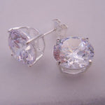 STERLING SILVER 10mm MANMADE DIAMOND CZ CUBIC ZIRCONIA STUD EARRINGS