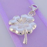 STERLING SILVER 17mm LUCKY 4 LEAF CLOVER CLIP ON CHARM - HR2716