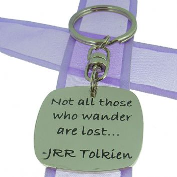 SQUARE POETIC AFFIRMATION KEY RING - Not all those who wander are lost - KC-1-50