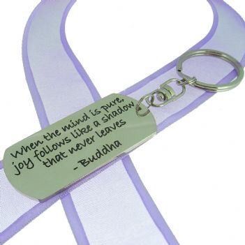 Rectangle Poetic Affirmation Key Ring - When the Mind Is Pure Joy Follows Like a Shadow That Nevr Leaves- Kc-2-42