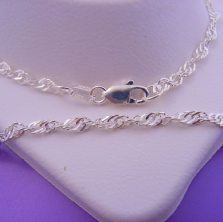 STERLING SILVER SERPENTINE SINGAPORE ROPE TWIST 50cm NECKLACE