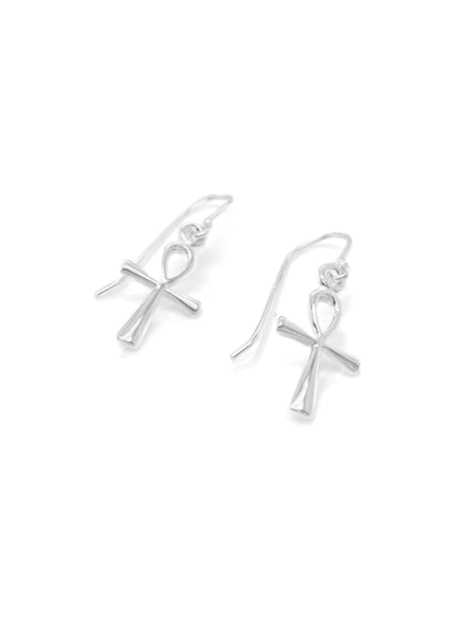 Sterling Silver 9mm Egyptian Ankh Charm Hook Earrings