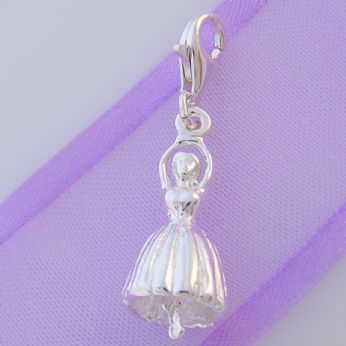 STERLING SILVER BALLERINA BALLET DANCER CLIP ON CHARM -HR446