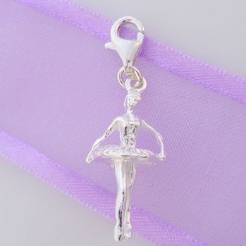STERLING SILVER BALLERINA BALLET DANCER CLIP ON CHARM -HR538