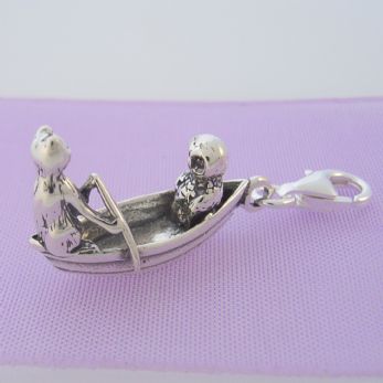 STERLING SILVER THE OWL & THE PUSSY CAT CLIP ON CHARM - TI-01264