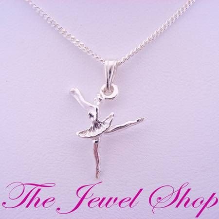 STERLING SILVER BALLERINA BALLET DANCER CHARM CURB NECKLACE