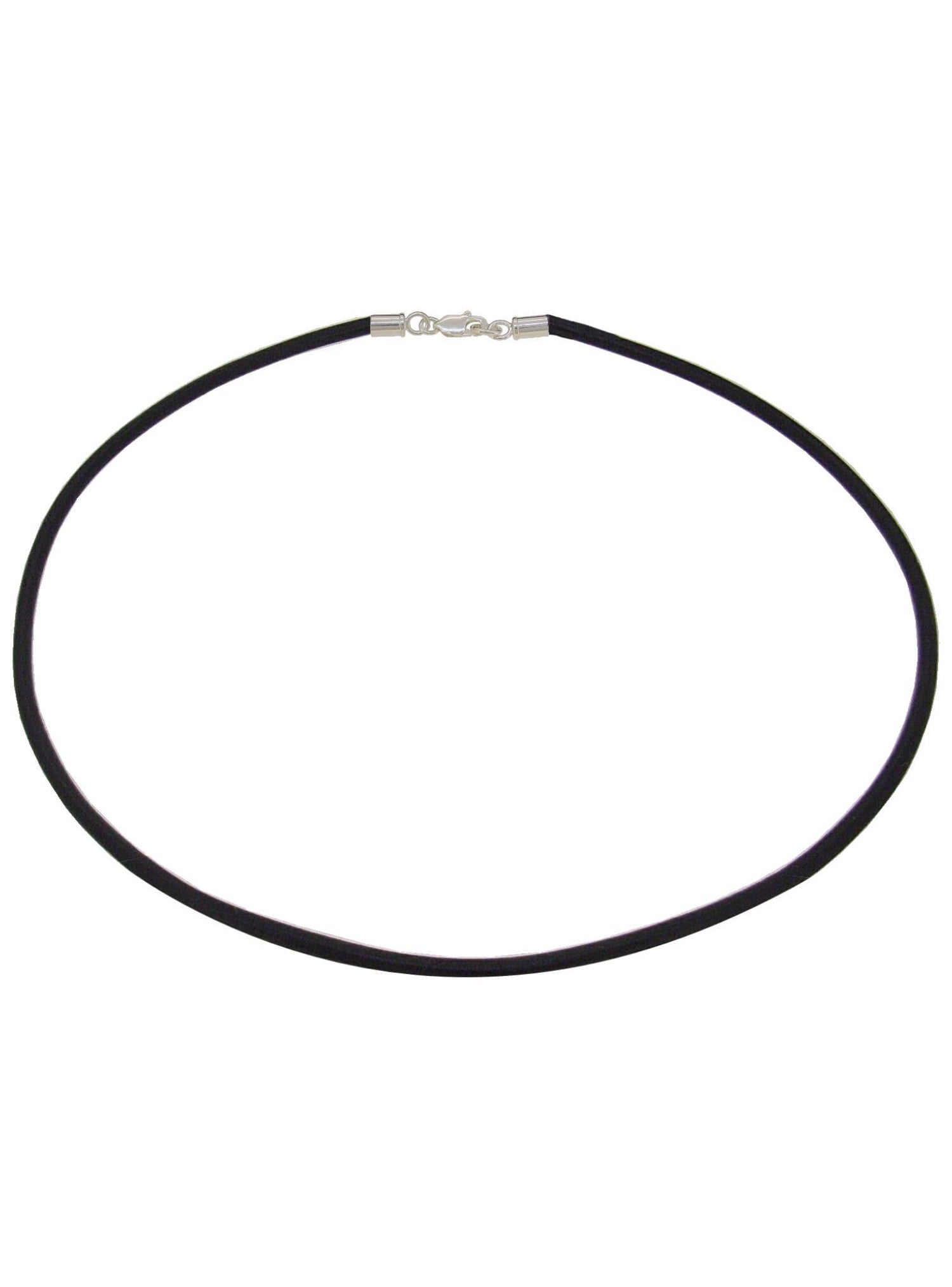 Sterling Silver Black Leather Chain Necklace