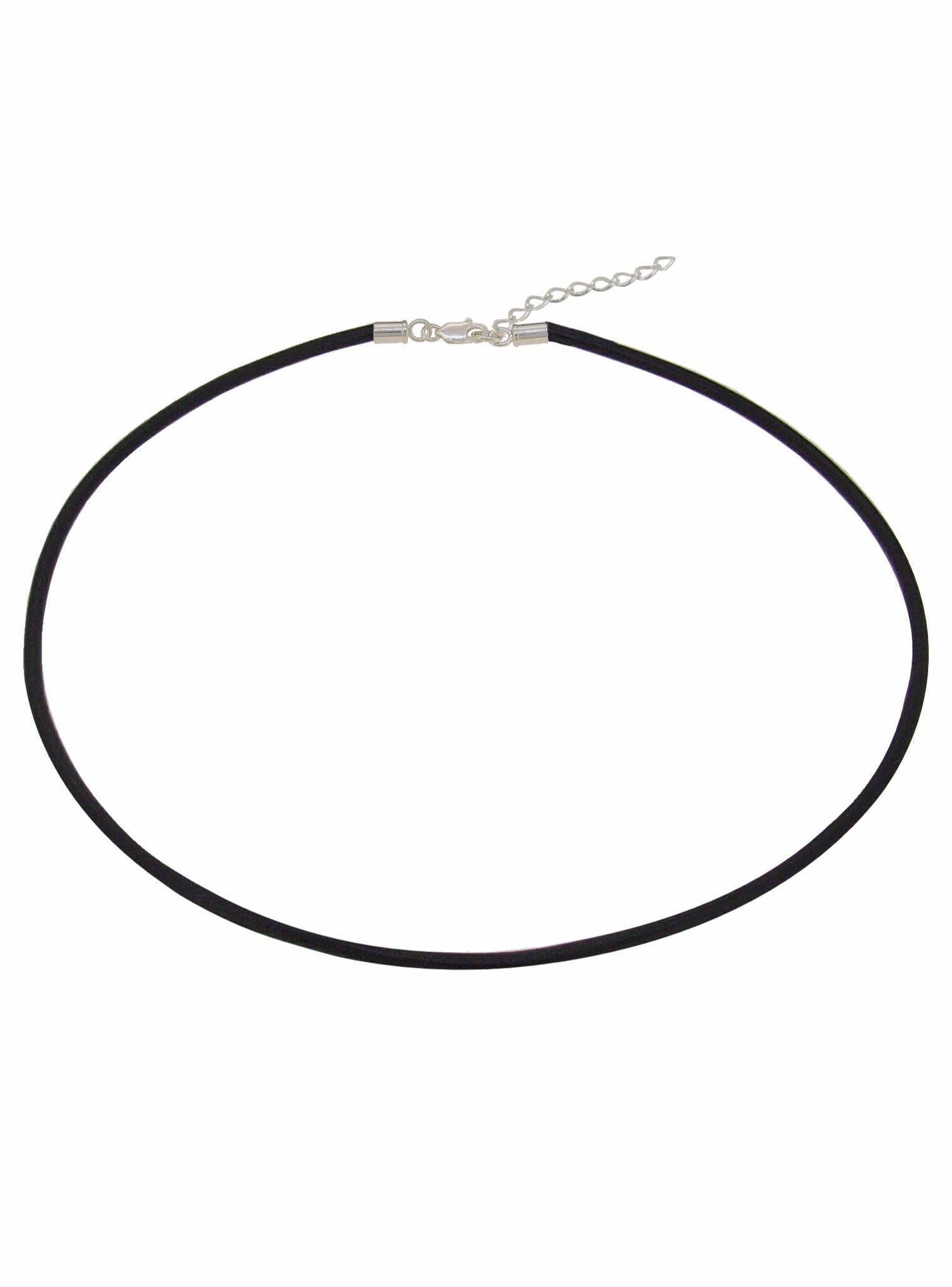 Sterling Silver Black Leather Chain Necklace
