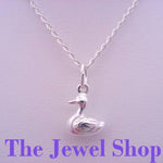 STERLING SILVER DUCK DUCKIE CHARM CURB NECKLACE