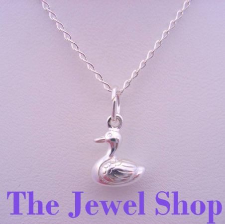 STERLING SILVER DUCK DUCKIE CHARM CURB NECKLACE