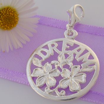 STERLING SILVER 20mm ROUND DREAM CLIP ON CHARM - HRKB16