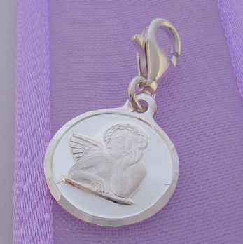 STERLING SILVER 12mm GUARDIAN ANGEL CLIP ON CHARM - JC2377