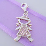 STERLING SILVER 24mm LITTLE GIRL CZ CLIP ON CHARM - JCV266