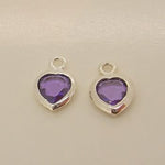 STERLING SILVER 7mm PURPLE CZ HEART SLEEPER CHARMS -C-SS-7mmCZheart-purple