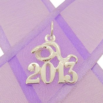 STERLING SILVER YEAR OF THE SNAKE 2013 CHARM PENDANT - KBSN2013-2-jr-SS