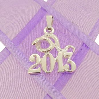 STERLING SILVER YEAR OF THE SNAKE 2013 CHARM PENDANT - KBSN2013-2-Bail-SS