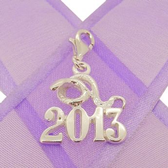 STERLING SILVER YEAR OF THE SNAKE 2013 CLIP ON CHARM PENDANT - KBSN2013-2-PCT-SS