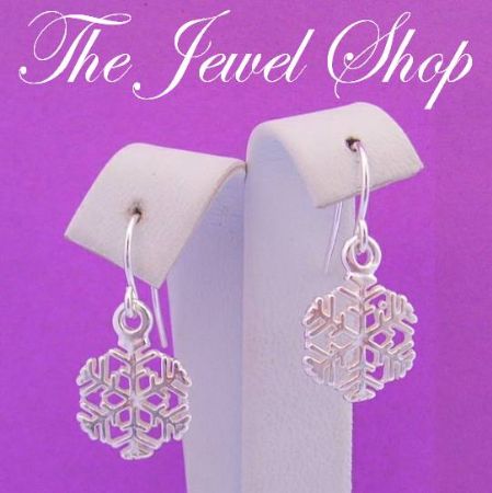 STERLING SILVER CHRISTMAS SNOWFLAKE CHARM HOOK EARRINGS