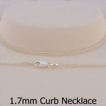 STERLING SILVER 1.4mm CURB CHAIN NECKLACE -N-925-CD50