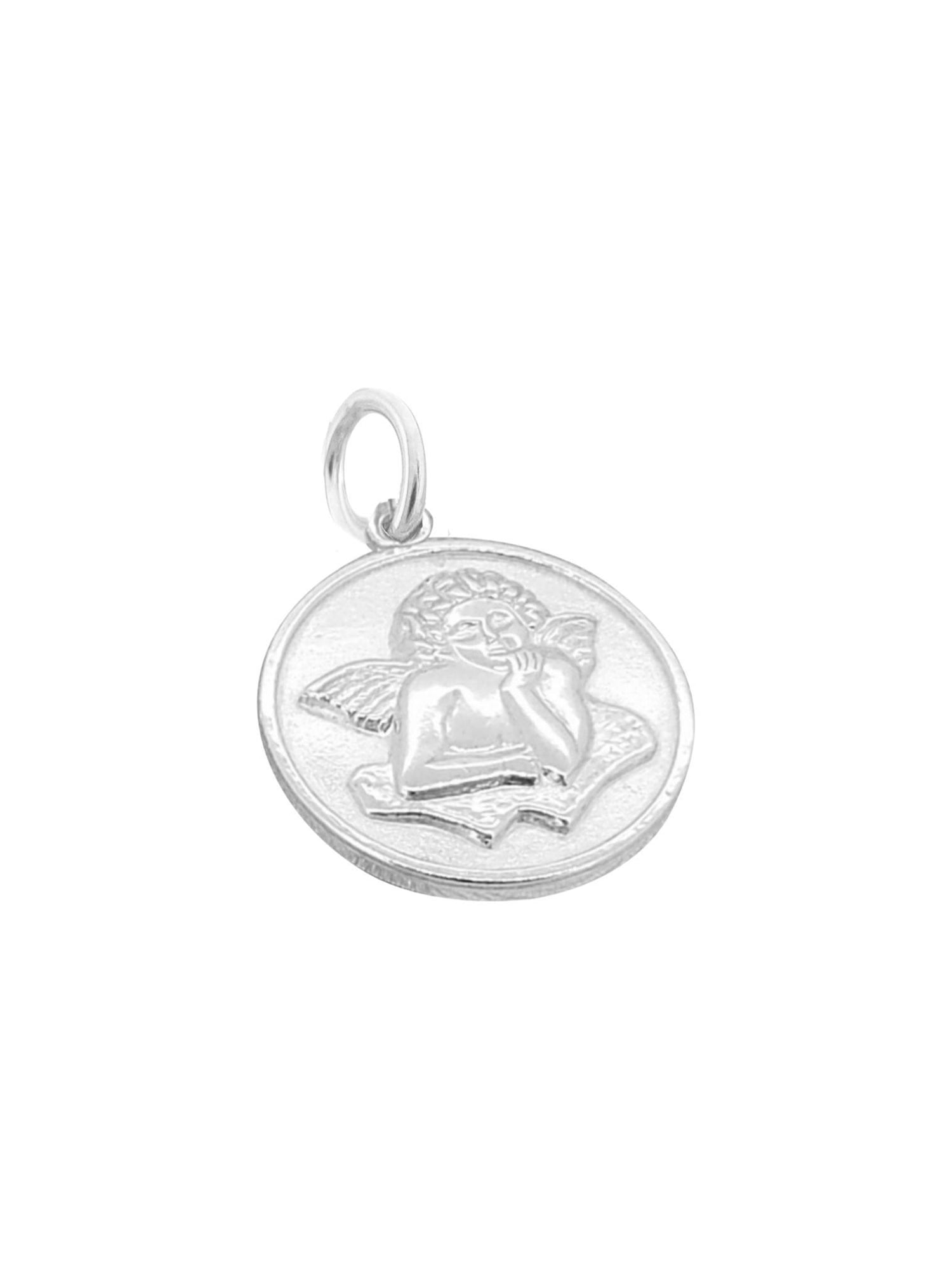 Sterling Silver 15mm Guardian Angel Prayer Pendant Charm