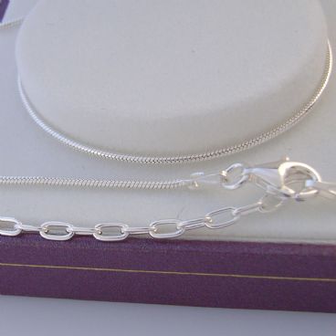 STERLING SILVER 1.2mm SNAKE NECKLACE 40cm 6cm EXTENSION CHAIN SN25