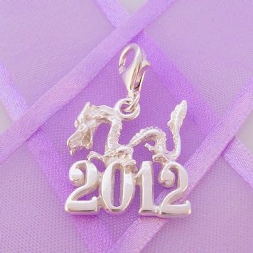 STERLING SILVER CHINESE 2012 YEAR OF THE DRAGON CLIP ON CHARM -HR-SN2012DRAGON