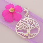 STERLING SILVER 20mm TREE OF LIFE CLIP ON CHARM PENDANT -KB48