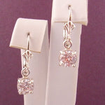 STERLING SILVER 6mm CZ CUBIC ZIRCONIA MANMADE DIAMOND DROP CONTINENTAL HOOK EARRINGS