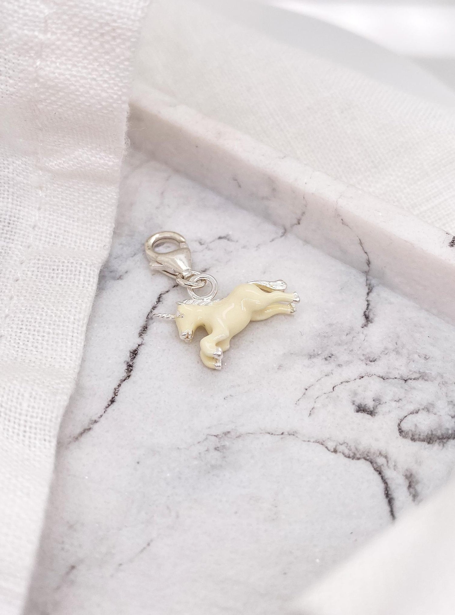 Sterling Silver 15mm Unicorn Clip on Charm