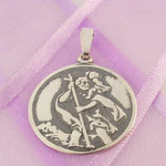 STERLING SILVER 20mm ST CHRISTOPHER TRAVEL SAINT CHARM PENDANT