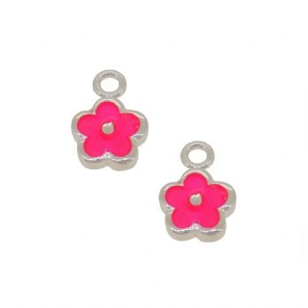 STERLING SILVER TWO PASTICHE PINK DAISY FLOWER CHARMS for SLEEPER EARRINGS