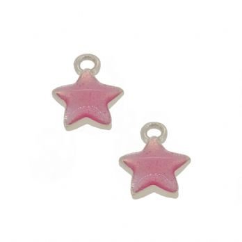 STERLING SILVER TWO PASTICHE BABY PINK STAR CHARMS for SLEEPER EARRINGS