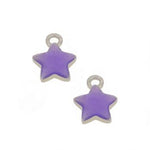 STERLING SILVER TWO PASTICHE LAVENDER STAR CHARMS for SLEEPER EARRINGS