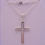 STERLING SILVER 16x28m OPEN CROSS PENDANT and BELCHER CHAIN NECKLACE 3.7g
