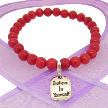 6mm BEADED STERLING SILVER CHARM BRACELET Believe in Yourself -BLET-SS-6mmBead-BelieveinYourself