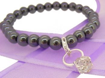 6mm BEADED STERLING SILVER CHARM BRACELET Will you Marry Me Engagement Ring -BLET-SS-6mmBead-CZring