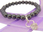 6mm BEADED STERLING SILVER CHARM BRACELET Will you Marry Me Engagement Ring -BLET-SS-6mmBead-CZring